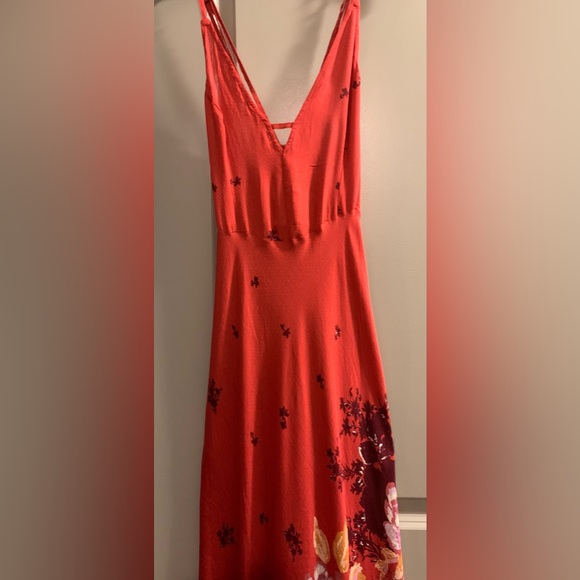 Free People Get To You Printed Maxi Floral Slip Dress Scarlet Combo - Small NWT - Picture 13 of 16
